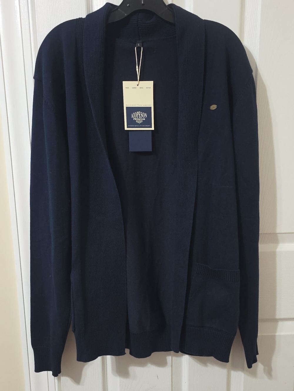 Men's Navy Shawl-Collar Cardigan